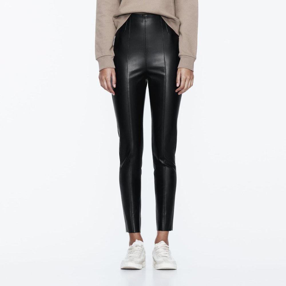 Zara faux leather high-waist leggings NWT